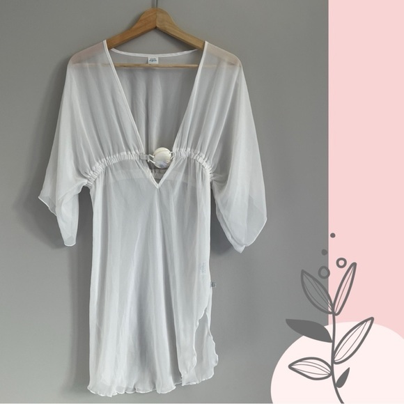 La Vie en Rose Aqua Sheer White Tortoiseshell Bathing Suit Cover Up Small - Picture 1 of 3